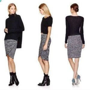ARITZIA Wilfred Free Tyra Heathered Black Ruched Pencil Skirt M NEW